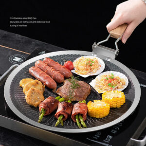 Foldable Handle Non-Stick Honeycomb Tawa – Laser Coated Grill & Barbecue Frying Plate (38-cm)