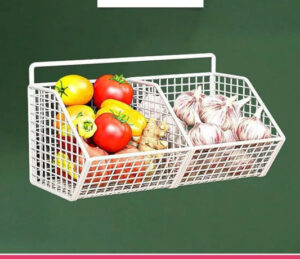 2 Grids Wall Mounted Metal Wire Storage Basket