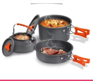 3Pcs Non Stick Pot Pan Camping Cookware Set