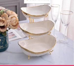 3 Layers Ceramic Bowls with Steel Stand