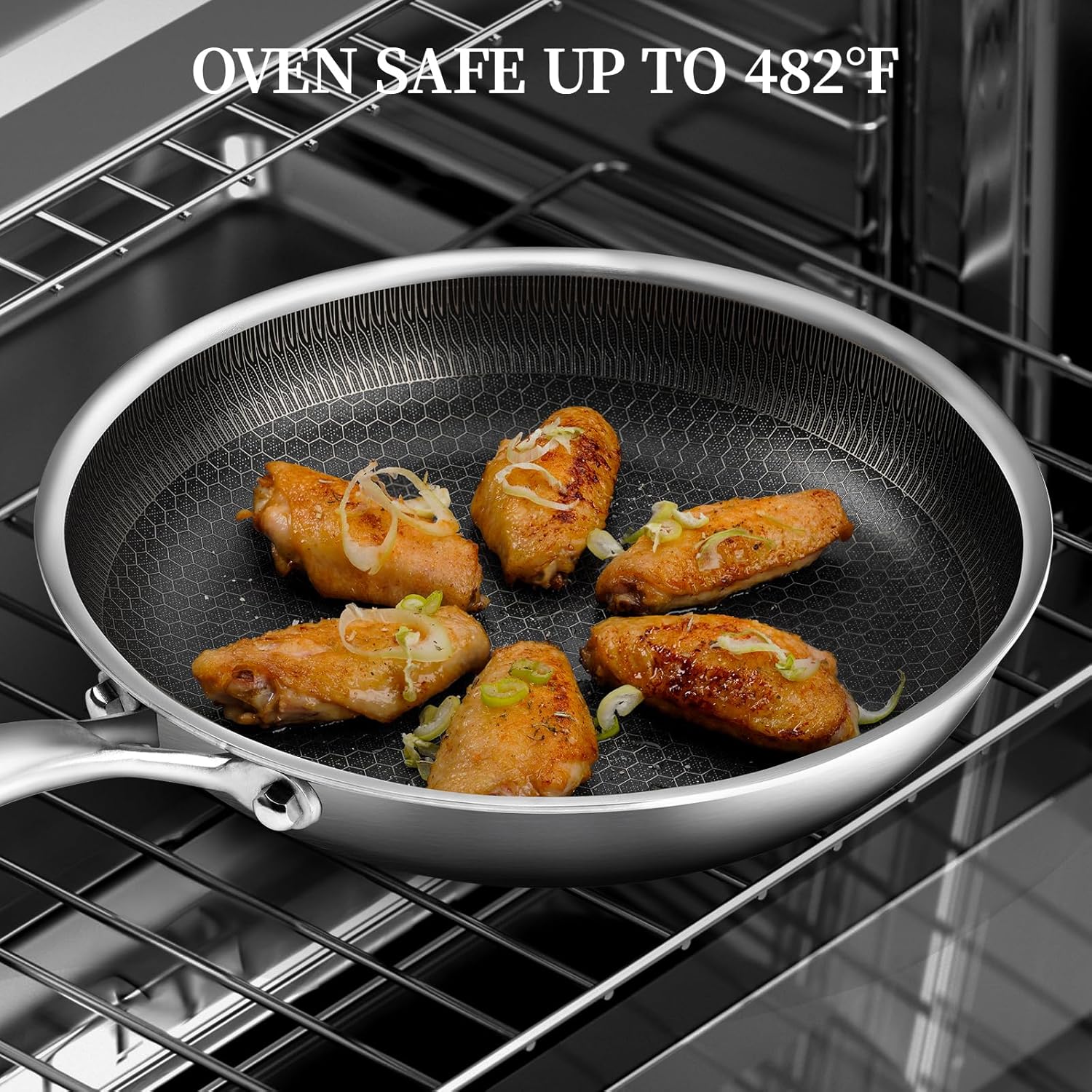 One Sided Honeycomb Laser Coated Frying Pan - Image 3