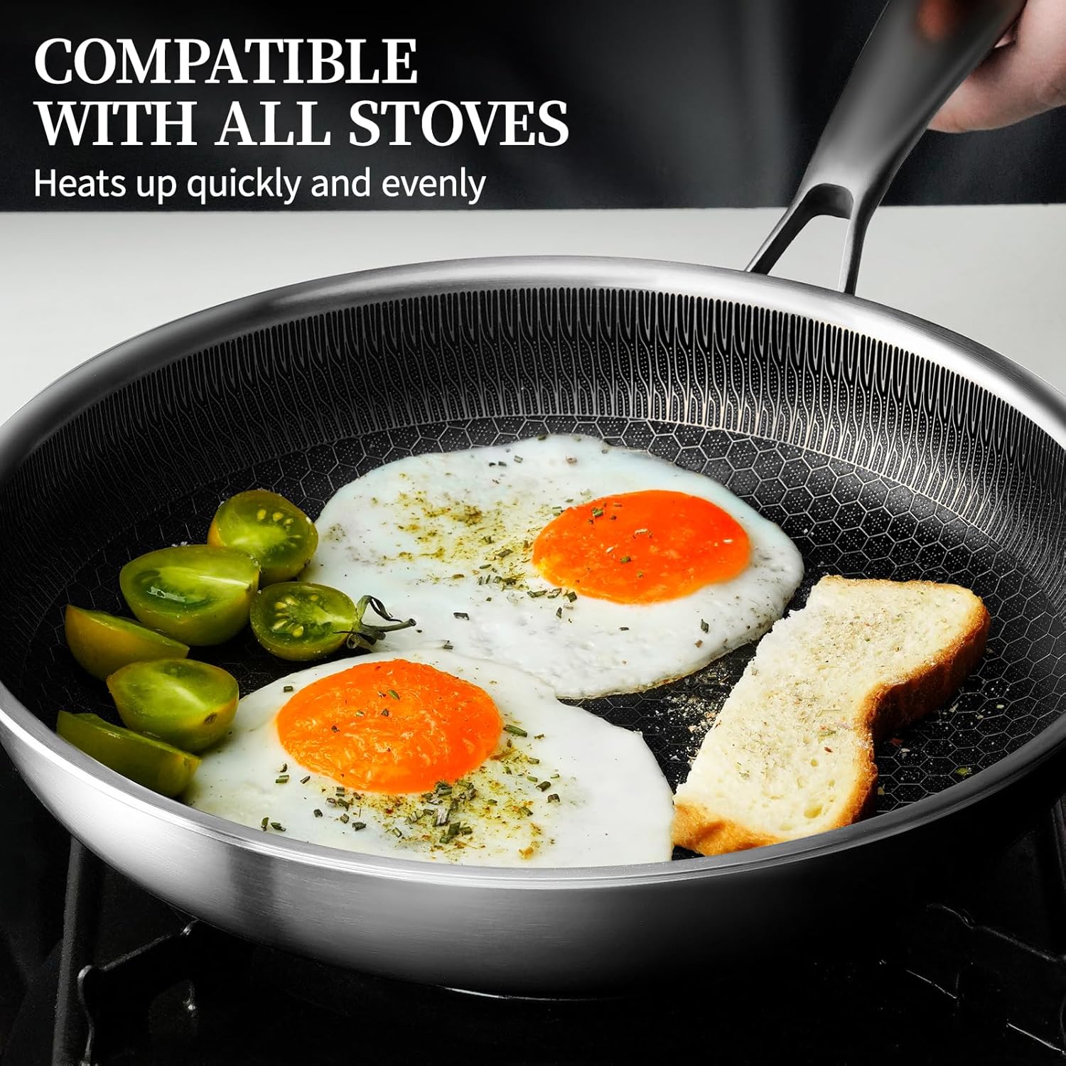 One Sided Honeycomb Laser Coated Frying Pan - Image 2