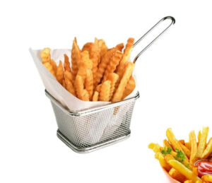 Stainless Steel Mini Square Fry Basket French Fries Holder, Fried Food Table Serving