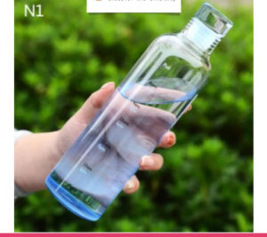 Clear Glass Water Bottle with Time Marker Cover