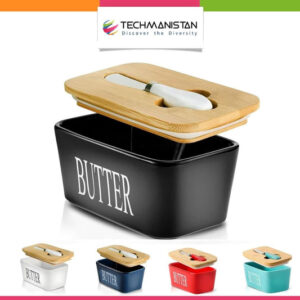 Ceramic Butter Dish with Lid & Knife