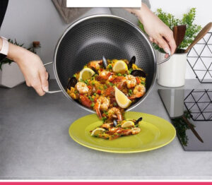 Honeycomb Print Laser Coated Karahi Frying Pan Without Lid