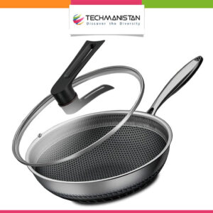 Double Sided Honeycomb Laser Coated Wok With Handle & Lid