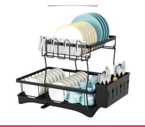 Dish Drainer Rack with Drip Tray & Utensil Holder