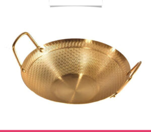 Golden Honeycomb Laser Coated Wok with Handles