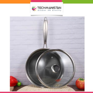 Double Sided Honeycomb Laser Coated Frying Pan With Lid