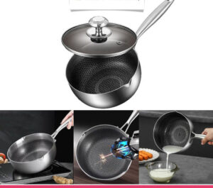 Honeycomb Print Laser Coated Nonstick Steel Soup Pot With Lid