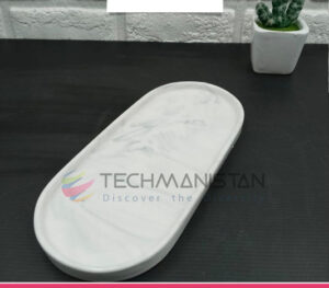 Oval Marble-Design Ceramic Serving Tray