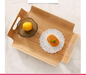Curved Wooden Serving Tray with Handles