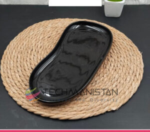 Kidney Shape Black Ceramic Serving Plate