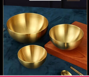 3 Pcs Golden Stainless Steel Bowls Set