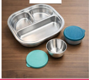 3 Compartment Lunch Box + 2 Condiment Cups