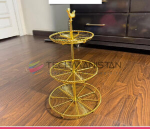 3 Tier Golden Metal Multipurposed Basket Stand