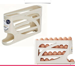 4Tier Eggs Dispenser, Egg Rolling Fridge Organizer