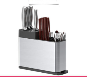 3 Compartments Knife and Cutlery Organizer with Draining Bottom Tray