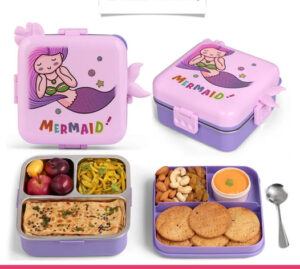 Mermaid Themed 3 Compartment Stainless Steel Bento Box