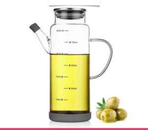 Glass Oil Dispenser Bottle with Lid and Stopper