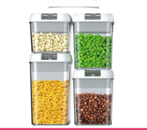 Set of 4 Airtight Food Storage Containers with Locks Lid