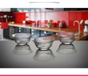 Set of 6 Diamond Fruit Bowls Clear Glass Dessert Bowl