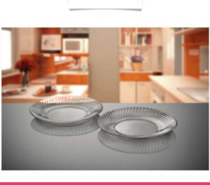 Set of 6 Diamond Quarter Plates Clear Glass Roti Plates
