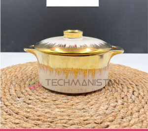 Gold/White Ceramic Soup Bowl