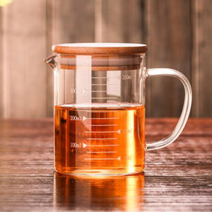 Measuring Glass Jug with Handle & Wooden Lid