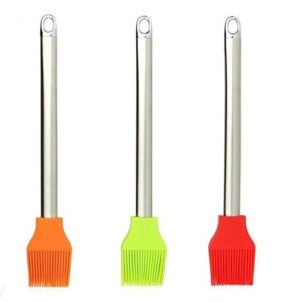 Random Color Stainless Steel Handle Silicon Kitchen Basting Oil Brush - 1 Piece