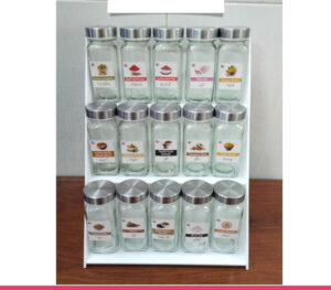 Set of 15 Spice Bottles with Stand, 3-Tier Spice Organizer