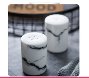 Set of 2 Marble Design Salt & Pepper Holder