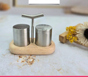 Set of 2 - Salt & Pepper Mill with Wooden Base