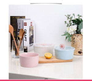 Set of 3 Ceramic Soup With Airtight Lid & Timer