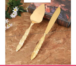 Set of Gold Wedding Cake Cutting Knife & Server Set