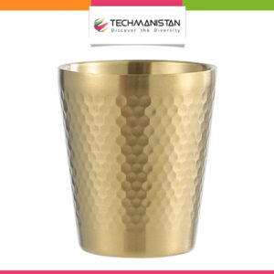 Stainless Steel Hammered Texture Golden Glass